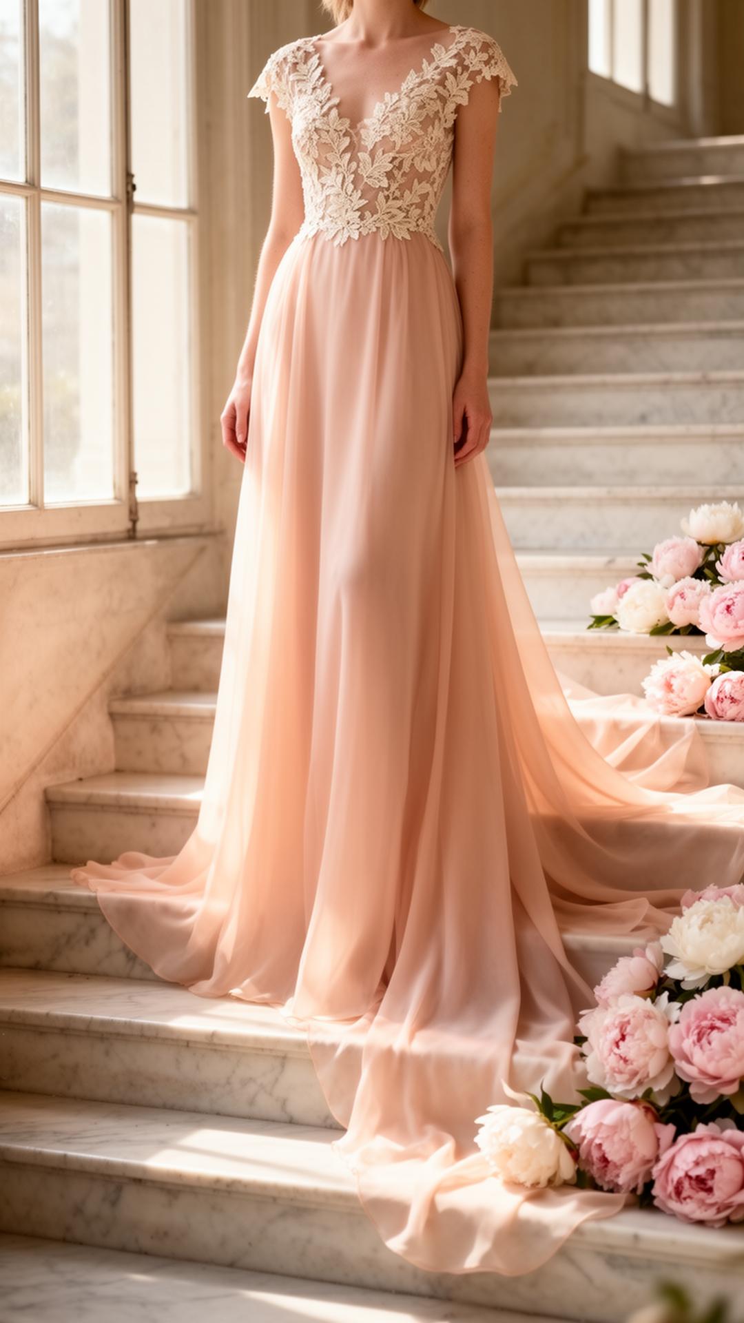 Smoked rose silk gown